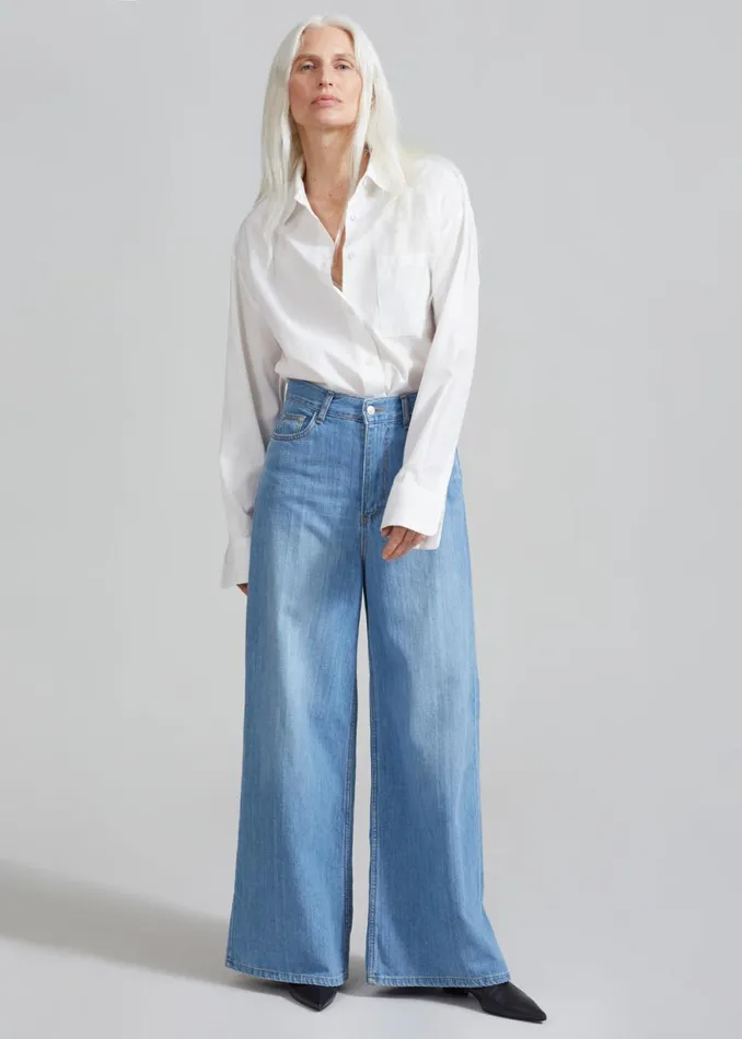 The Frankie Shop Odelle Wide Denim Pants 8211 Worn Wash Shop Denim