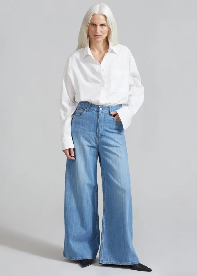 The Frankie Shop Odelle Wide Denim Pants 8211 Worn Wash Shop Denim