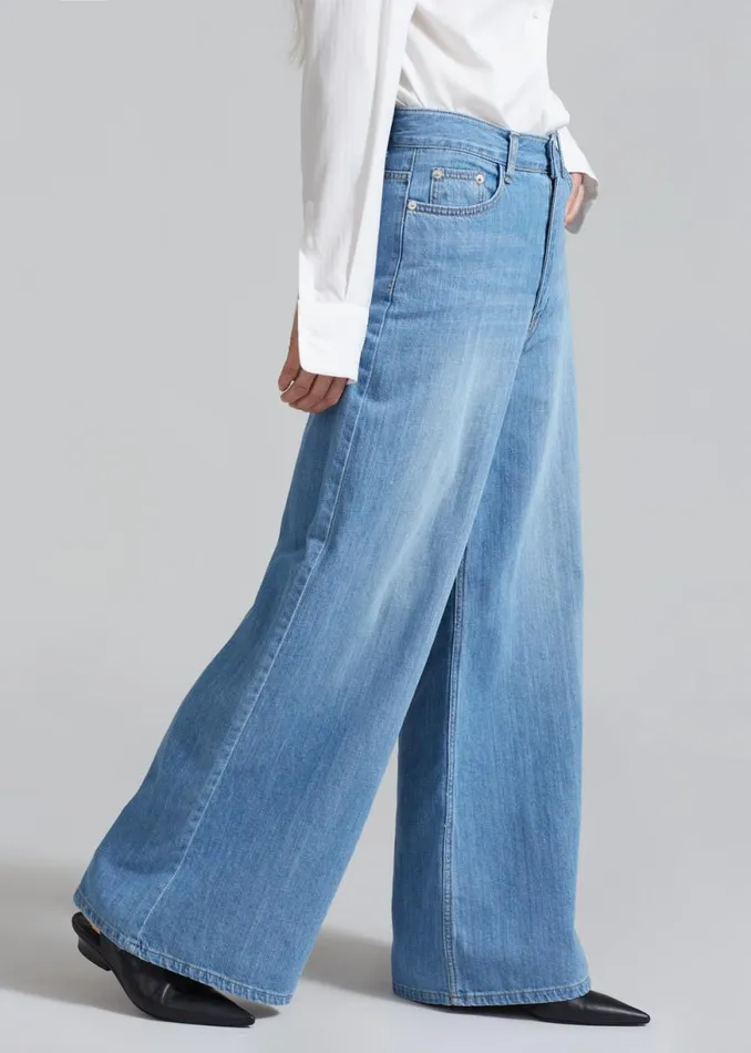 The Frankie Shop Odelle Wide Denim Pants 8211 Worn Wash Shop Denim