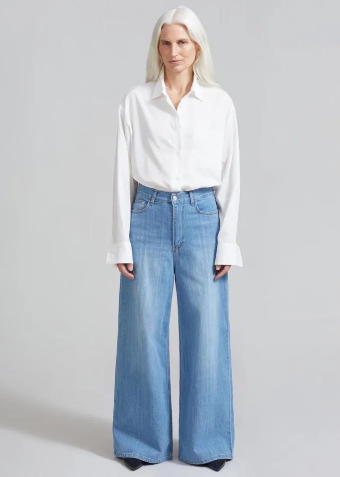 The Frankie Shop Odelle Wide Denim Pants 8211 Worn Wash Shop Denim