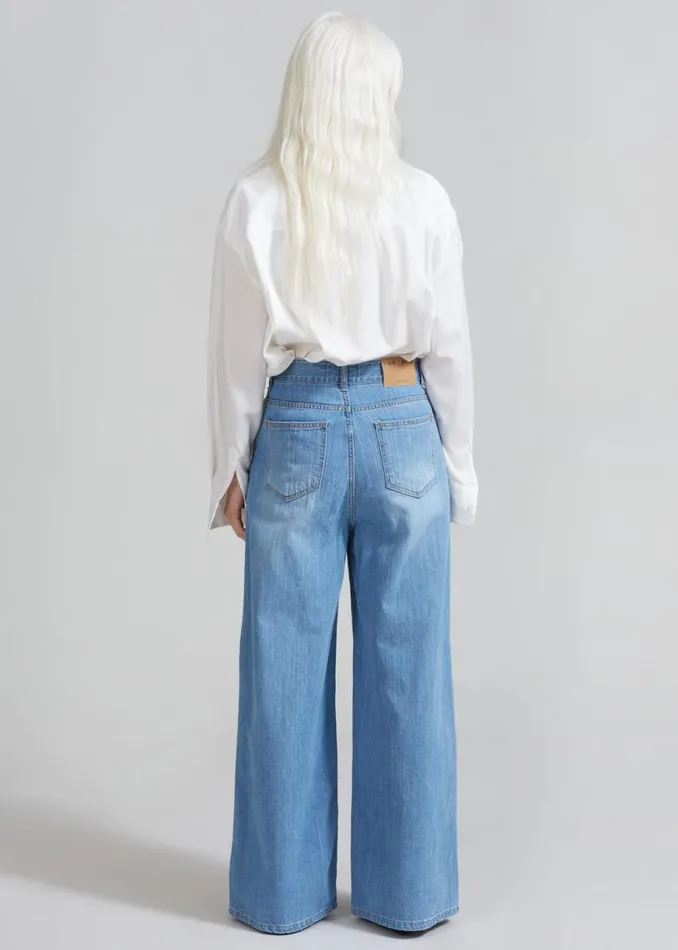 The Frankie Shop Odelle Wide Denim Pants 8211 Worn Wash Shop Denim