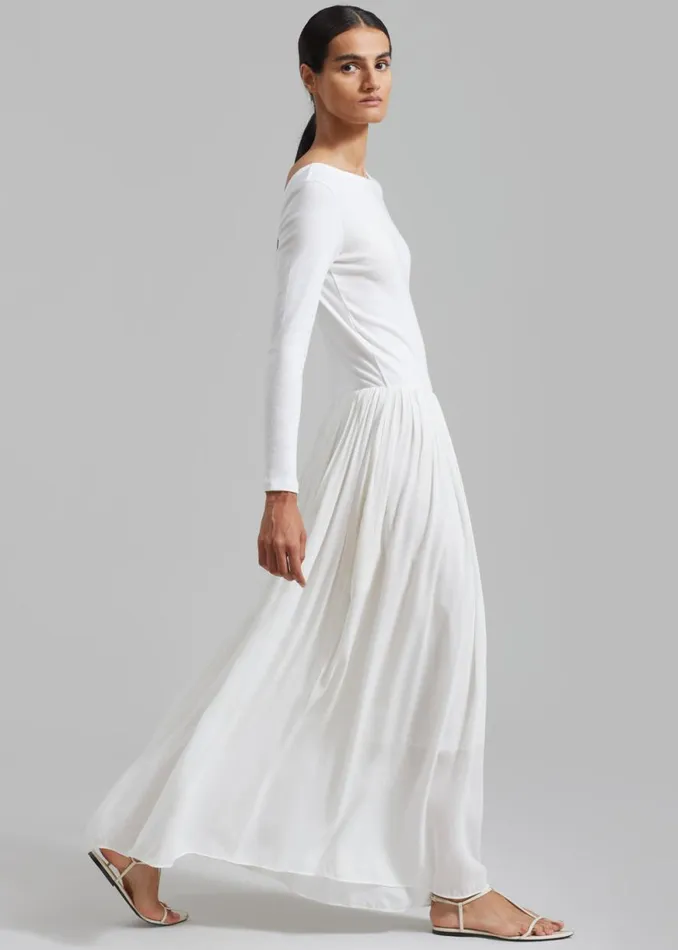 The Frankie Shop Odette Gathered Skirt Maxi Dress 8211 White Shop Dresses