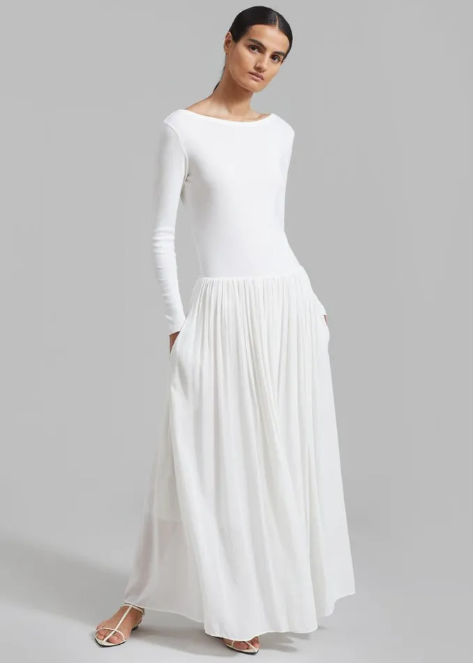 The Frankie Shop Odette Gathered Skirt Maxi Dress 8211 White Shop Dresses