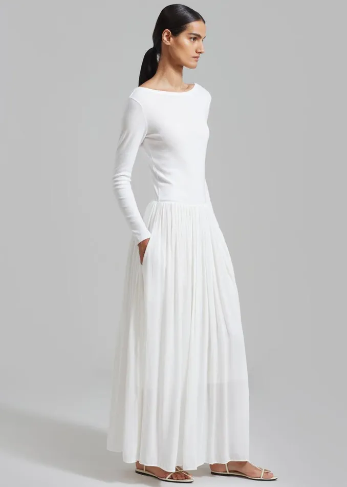 The Frankie Shop Odette Gathered Skirt Maxi Dress 8211 White Shop Dresses