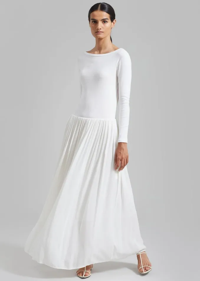The Frankie Shop Odette Gathered Skirt Maxi Dress 8211 White Shop Dresses