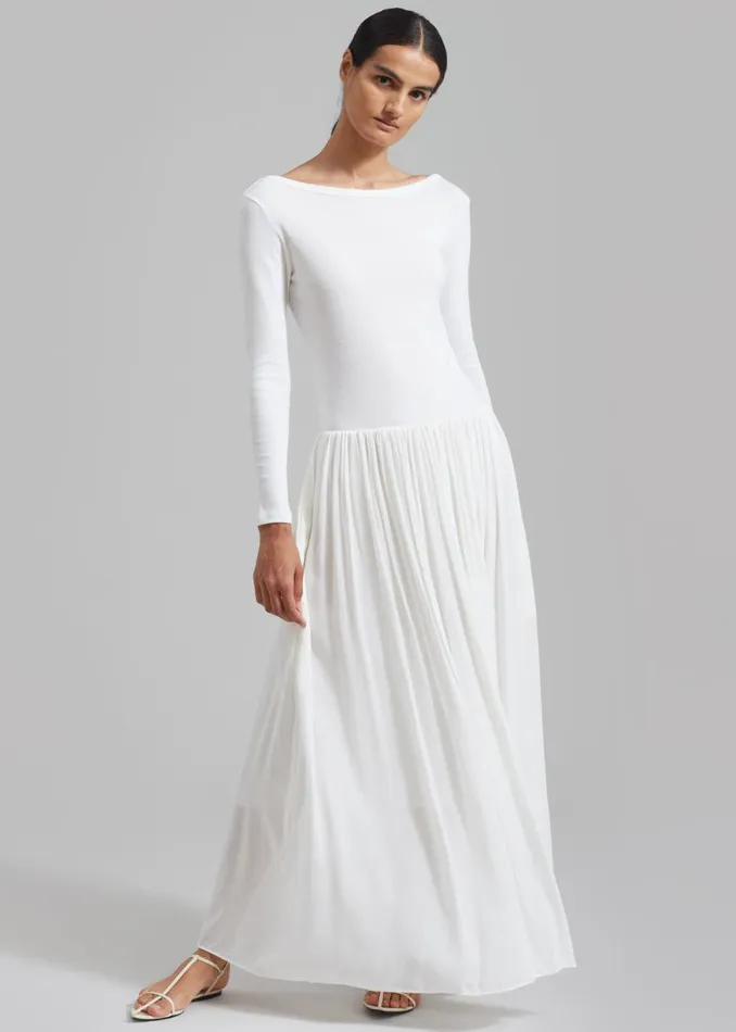 The Frankie Shop Odette Gathered Skirt Maxi Dress 8211 White Shop Dresses