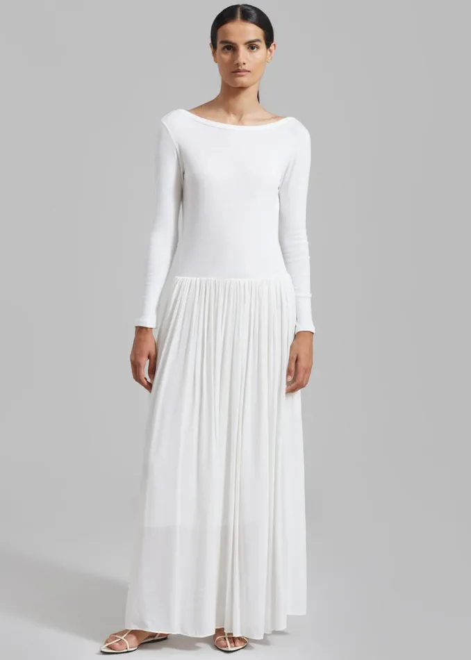 The Frankie Shop Odette Gathered Skirt Maxi Dress 8211 White Shop Dresses