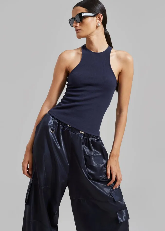 The Frankie Shop Ophelia Rib Tank Top 8211 Navy Shop Tops