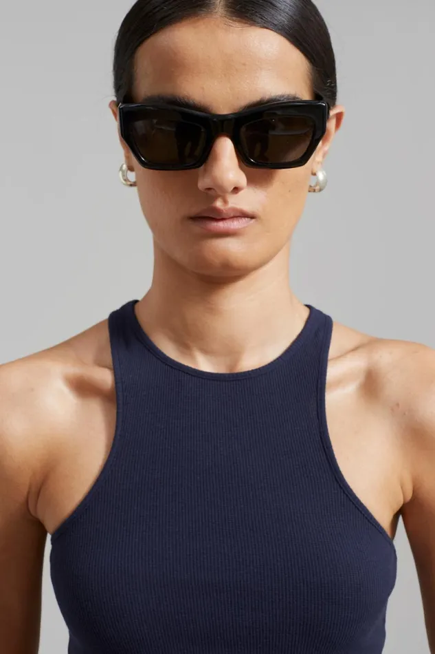 The Frankie Shop Ophelia Rib Tank Top 8211 Navy Shop Tops