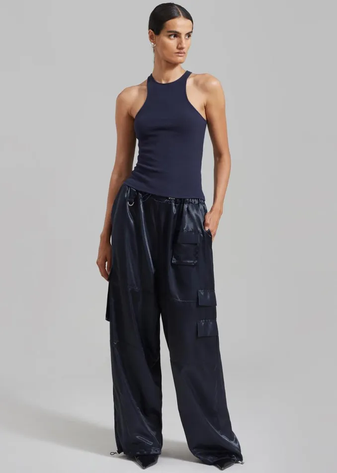 The Frankie Shop Ophelia Rib Tank Top 8211 Navy Shop Tops