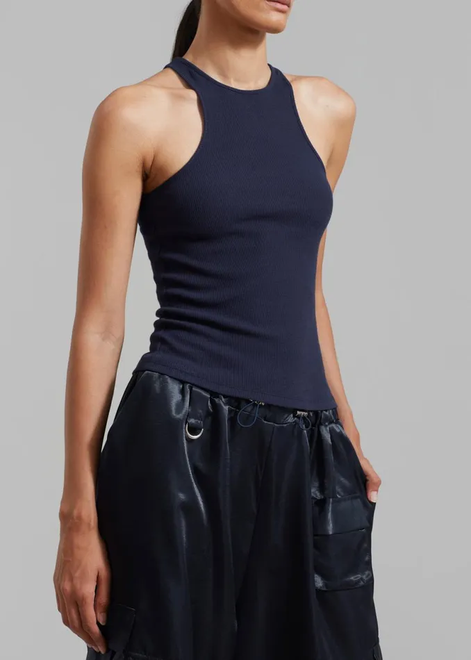 The Frankie Shop Ophelia Rib Tank Top 8211 Navy Shop Tops
