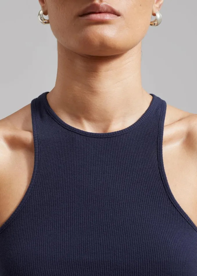 The Frankie Shop Ophelia Rib Tank Top 8211 Navy Shop Tops