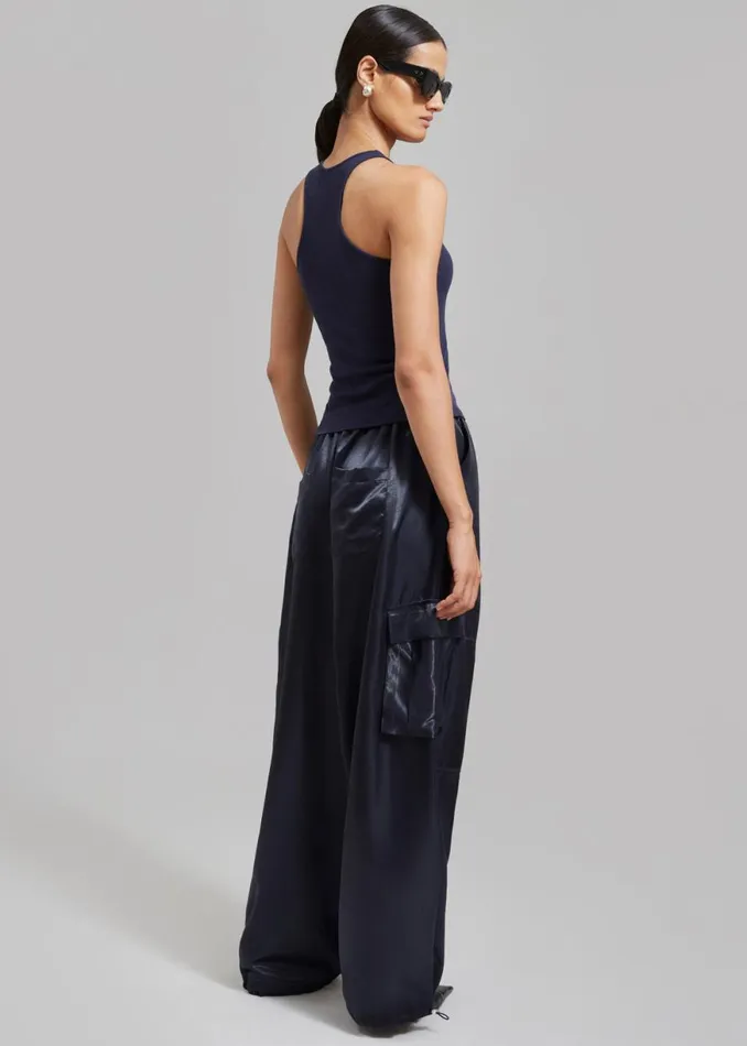 The Frankie Shop Ophelia Rib Tank Top 8211 Navy Shop Tops