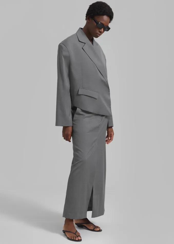 The Frankie Shop REMAIN Long Suiting Skirt 8211 Dark Gull Gray Shop Clothing