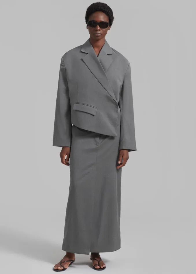 The Frankie Shop REMAIN Long Suiting Skirt 8211 Dark Gull Gray Shop Clothing