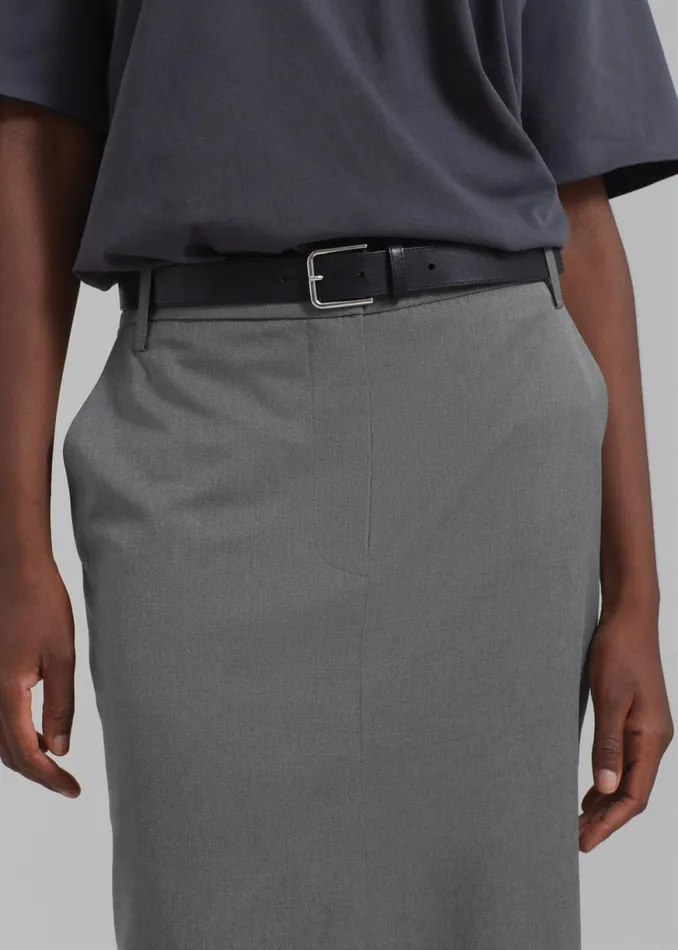 The Frankie Shop REMAIN Long Suiting Skirt 8211 Dark Gull Gray Shop Clothing