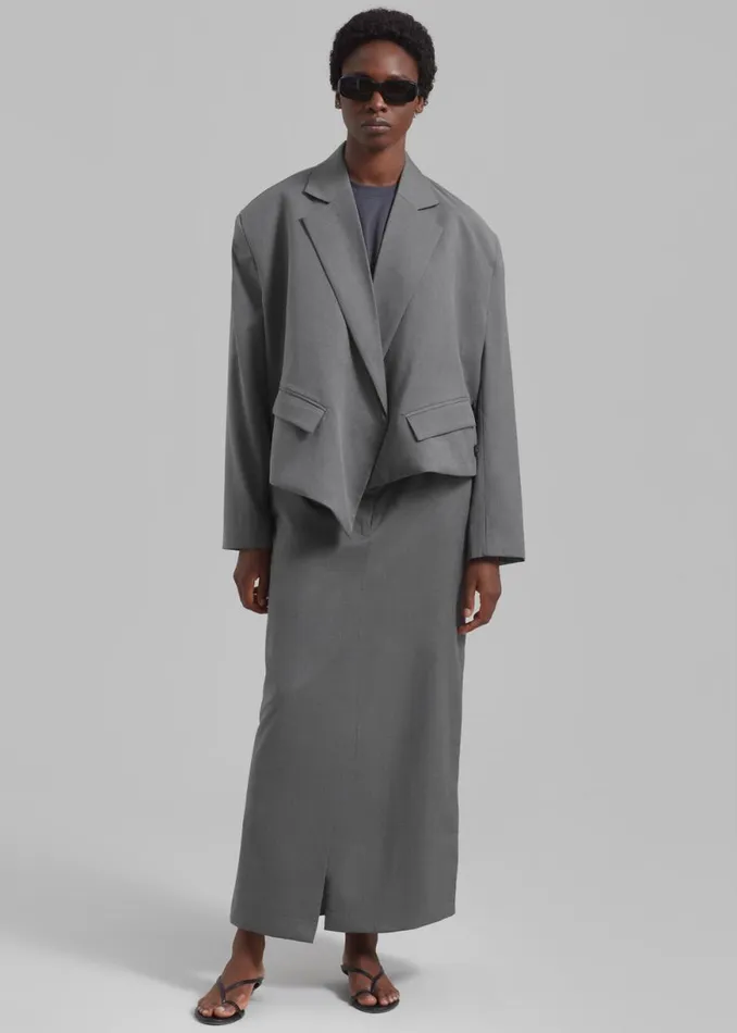The Frankie Shop REMAIN Long Suiting Skirt 8211 Dark Gull Gray Shop Clothing