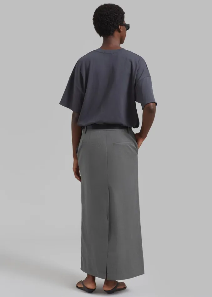 The Frankie Shop REMAIN Long Suiting Skirt 8211 Dark Gull Gray Shop Clothing