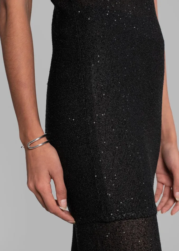The Frankie Shop REMAIN Sequin Knit Straight Top 8211 Black Shop Tops