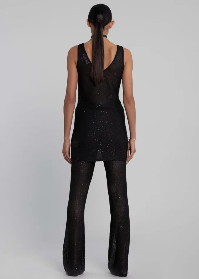 The Frankie Shop REMAIN Sequin Knit Straight Top 8211 Black Shop Tops