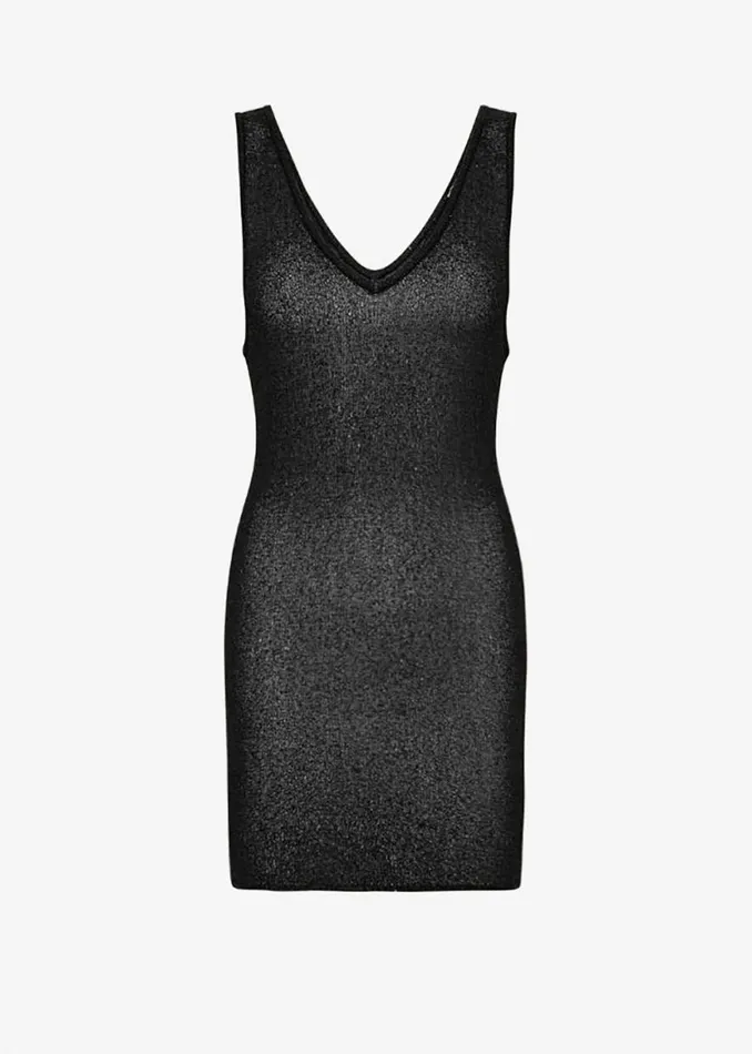 The Frankie Shop REMAIN Sequin Knit Straight Top 8211 Black Shop Tops