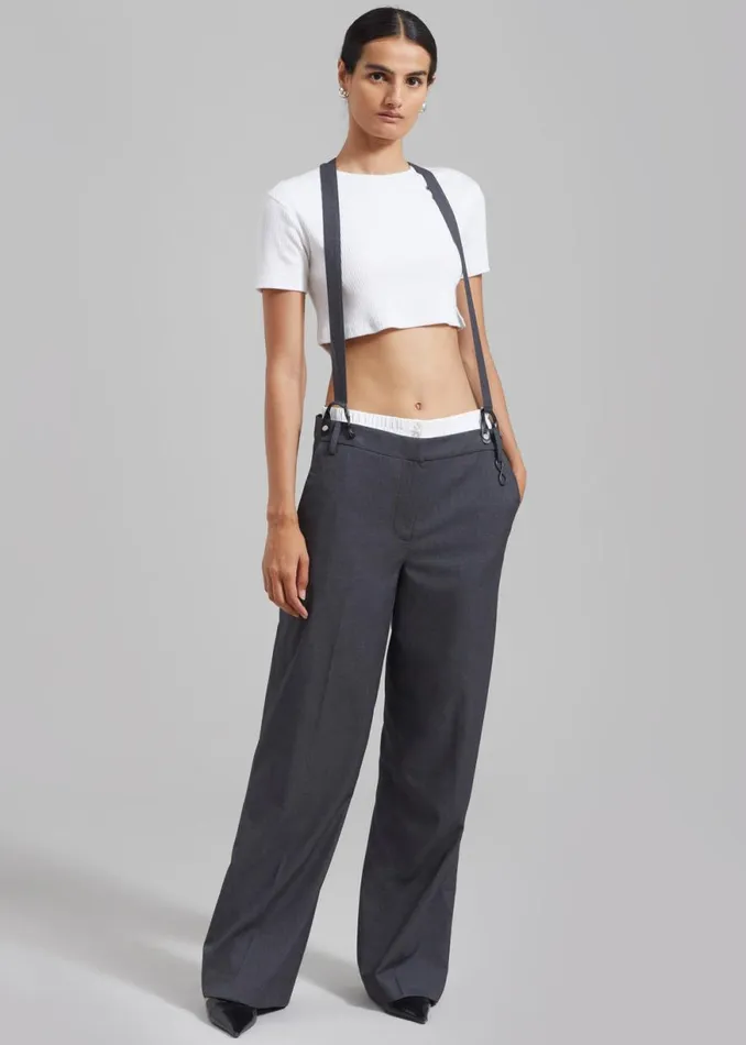 The Frankie Shop REMAIN Suspender Trousers 8211 Castlerock Shop Bottoms