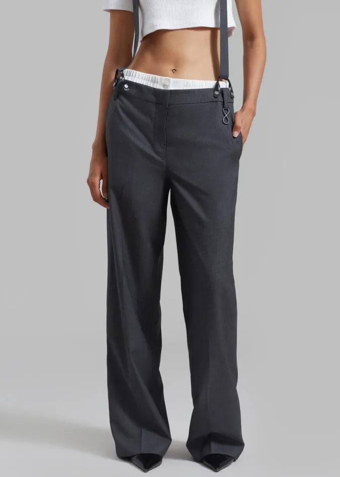 The Frankie Shop REMAIN Suspender Trousers 8211 Castlerock Shop Bottoms