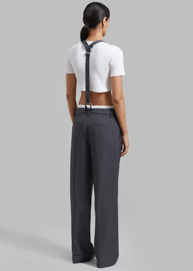 The Frankie Shop REMAIN Suspender Trousers 8211 Castlerock Shop Bottoms
