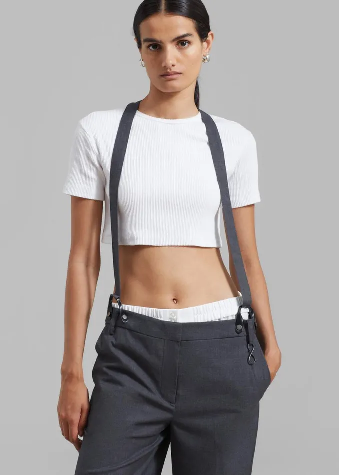 The Frankie Shop REMAIN Suspender Trousers 8211 Castlerock Shop Bottoms