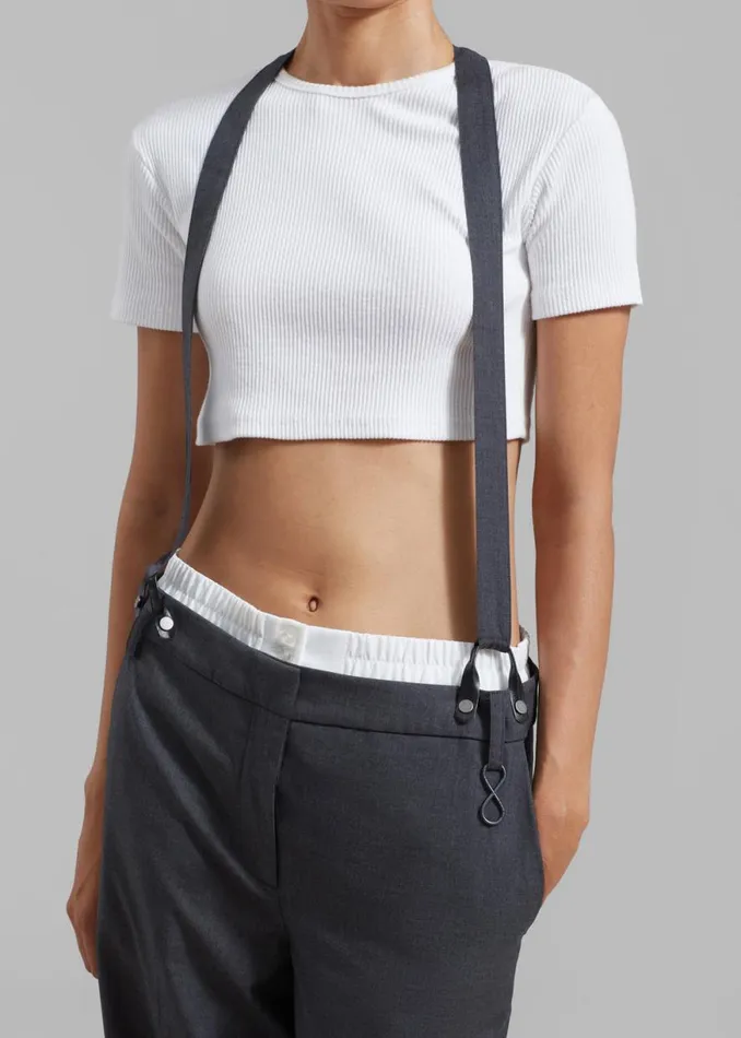 The Frankie Shop REMAIN Suspender Trousers 8211 Castlerock Shop Bottoms