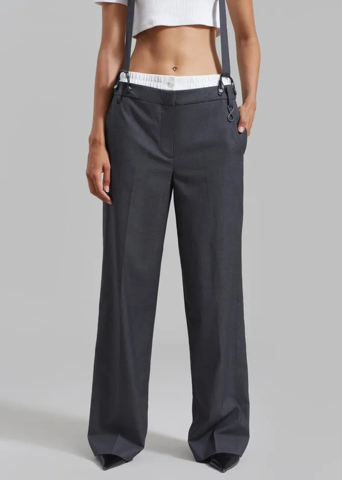 The Frankie Shop REMAIN Suspender Trousers 8211 Castlerock Shop Bottoms