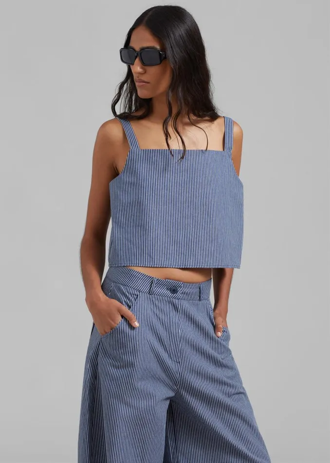 The Frankie Shop Rosalind Cropped Tank 8211 White Stripe Shop Tops