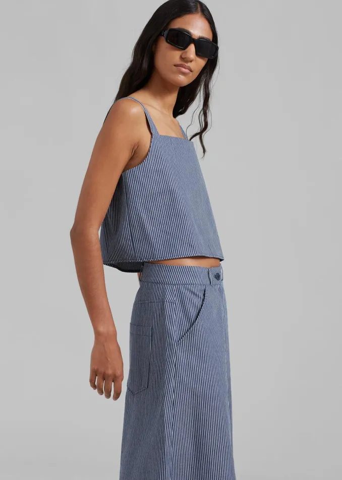The Frankie Shop Rosalind Cropped Tank 8211 White Stripe Shop Tops