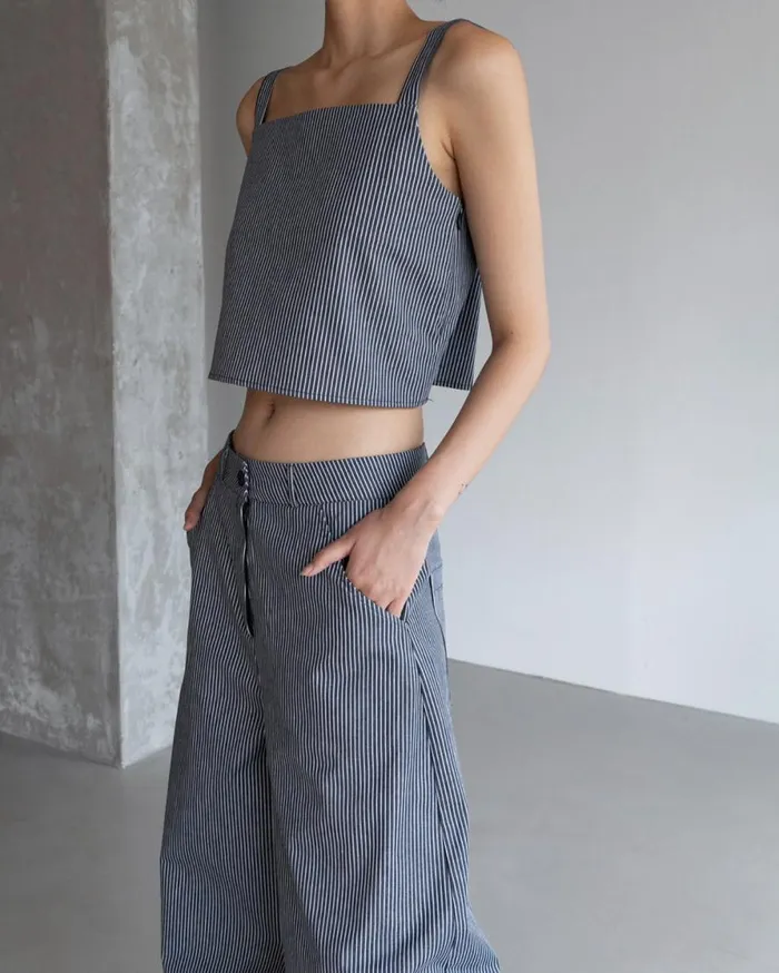 The Frankie Shop Rosalind Cropped Tank 8211 White Stripe Shop Tops