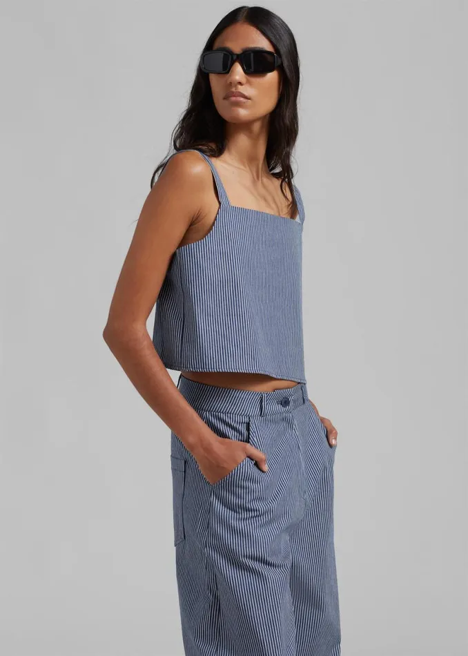 The Frankie Shop Rosalind Cropped Tank 8211 White Stripe Shop Tops