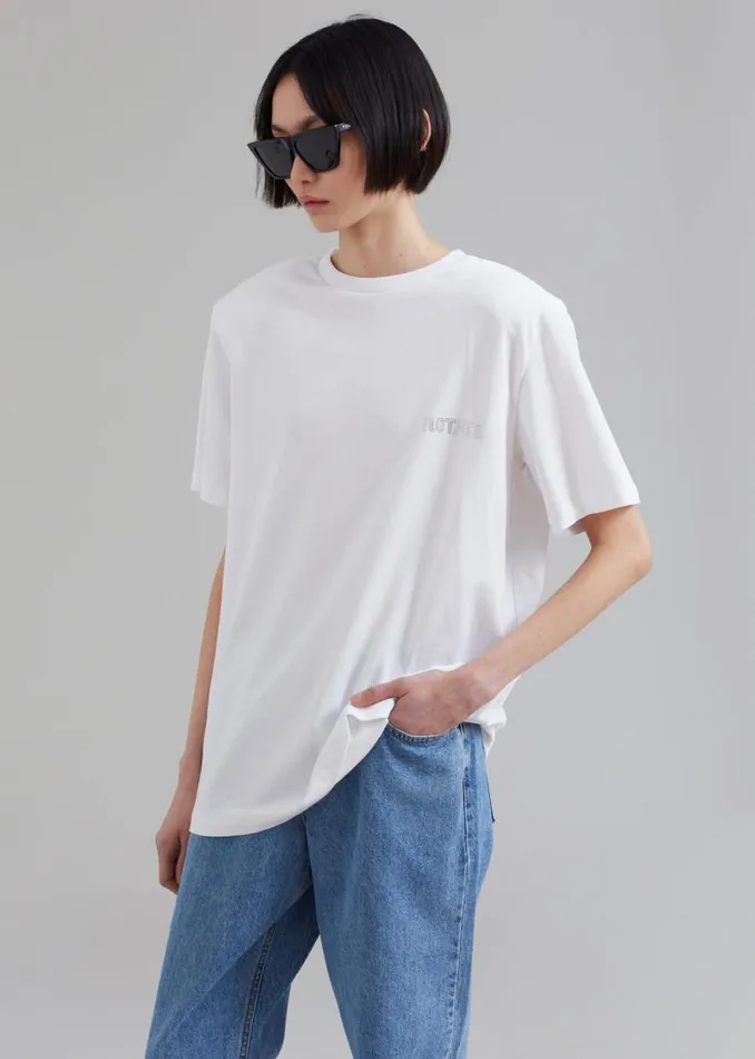 The Frankie Shop ROTATE Boxy Lasercut TShirt 8211 Bright White Shop Tops