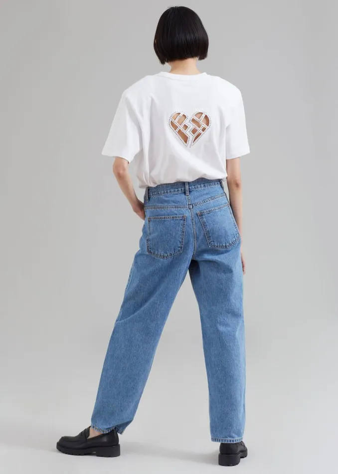 The Frankie Shop ROTATE Boxy Lasercut TShirt 8211 Bright White Shop Tops