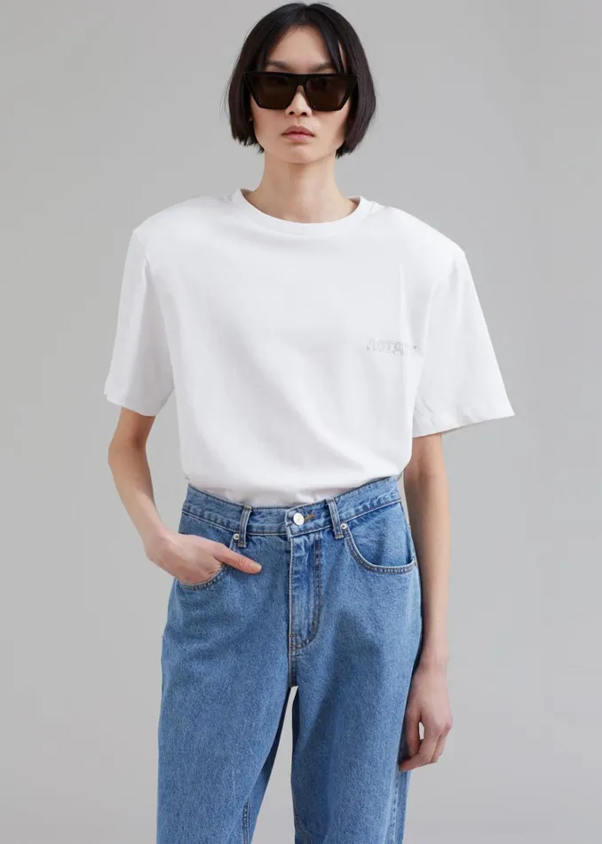 The Frankie Shop ROTATE Boxy Lasercut TShirt 8211 Bright White Shop Tops