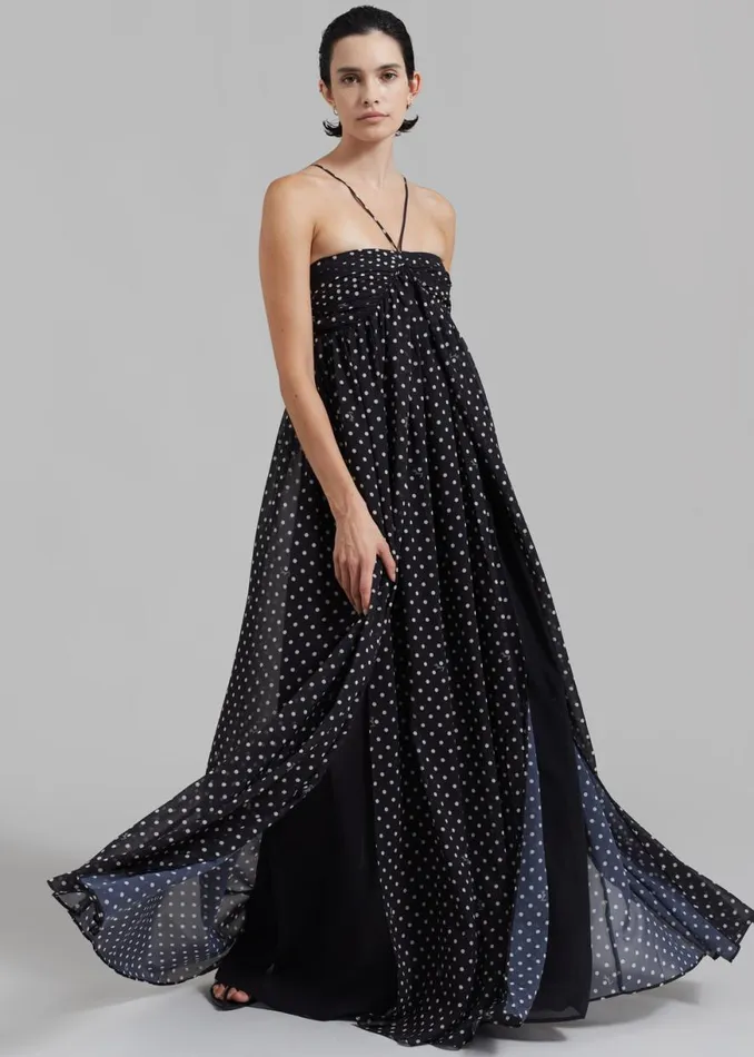 The Frankie Shop ROTATE Chiffon Halterneck Dress 8211 Tap Shoe Comb Shop Dresses