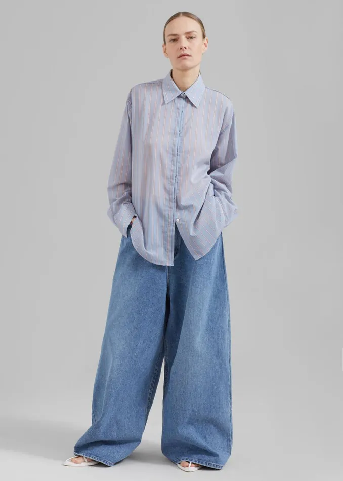 The Frankie Shop Sasha Wide Leg Jeans 8211 Worn Wash Shop Clothing
