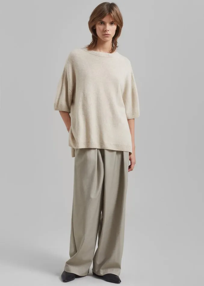The Frankie Shop Sofie Wool Blend Knit Top 8211 Oat Shop Clothing
