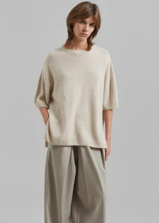 The Frankie Shop Sofie Wool Blend Knit Top 8211 Oat Shop Clothing