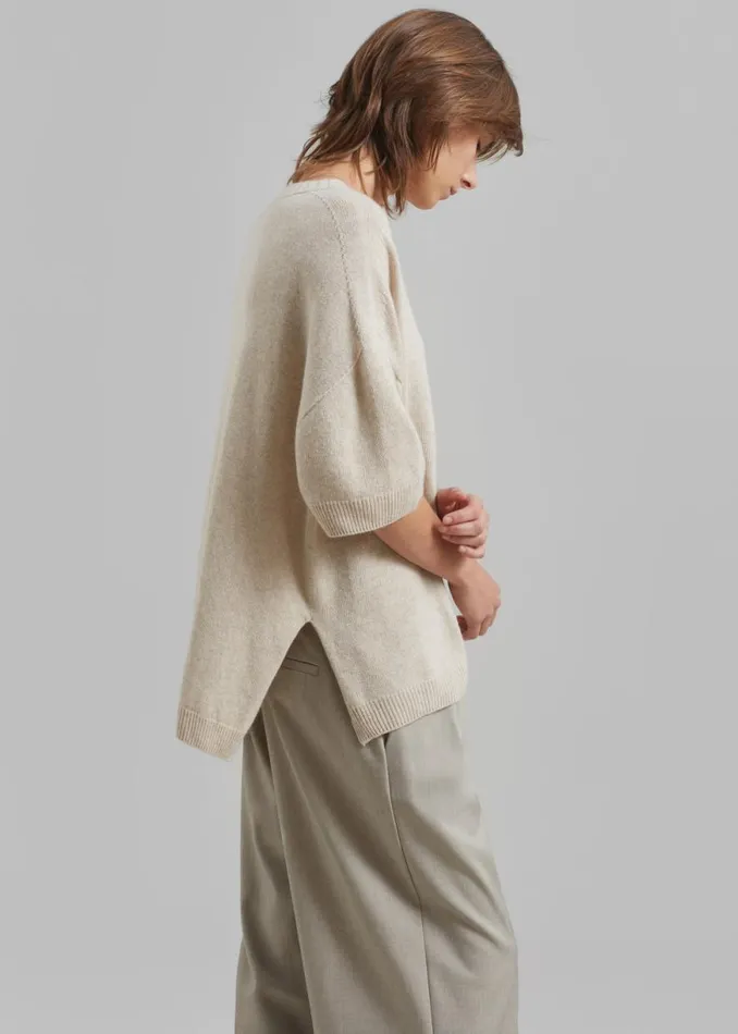 The Frankie Shop Sofie Wool Blend Knit Top 8211 Oat Shop Clothing