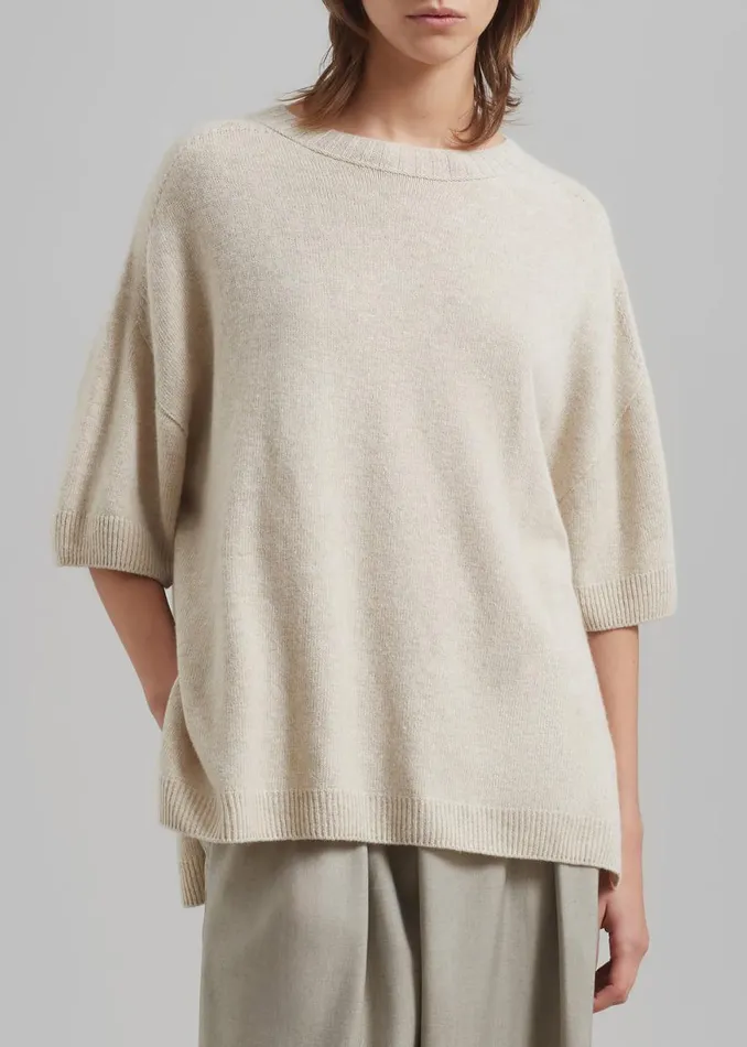 The Frankie Shop Sofie Wool Blend Knit Top 8211 Oat Shop Clothing