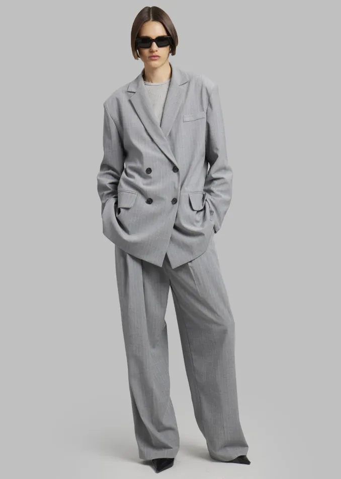 The Frankie Shop Sybil Trousers 8211 Grey Pinstripe Shop Bottoms