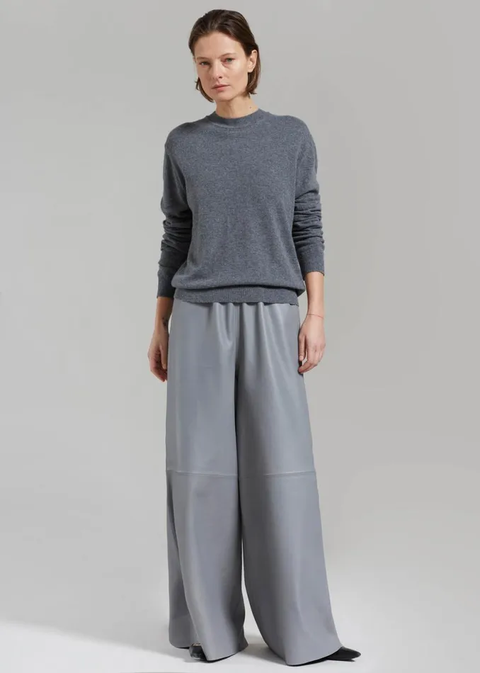 The Frankie Shop Sydney Wide Leather Pants 8211 Grey Shop Clothing