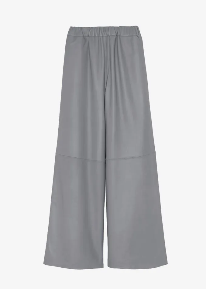 The Frankie Shop Sydney Wide Leather Pants 8211 Grey Shop Clothing