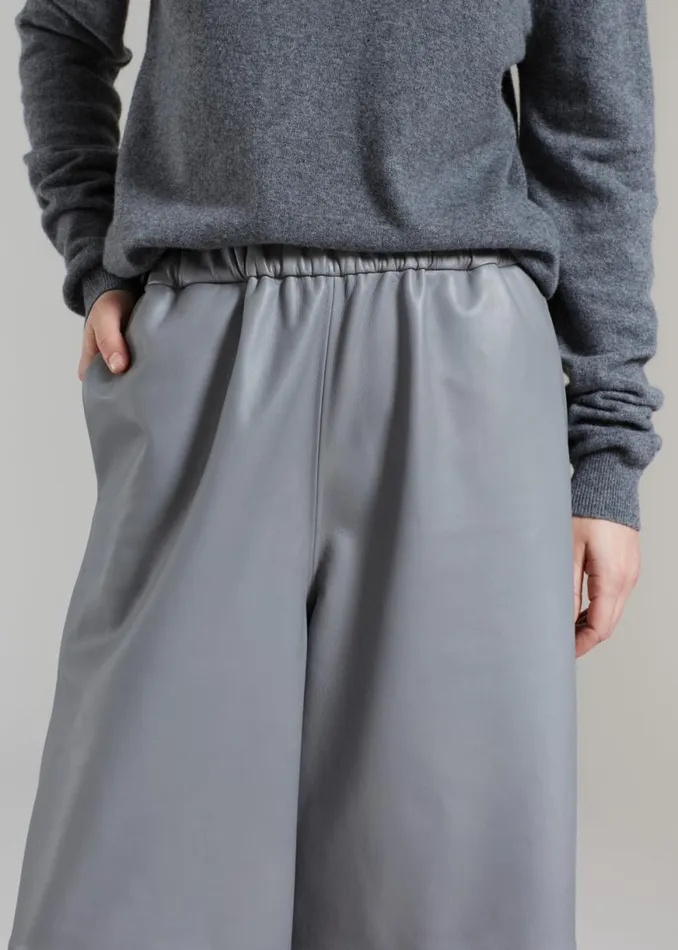 The Frankie Shop Sydney Wide Leather Pants 8211 Grey Shop Clothing