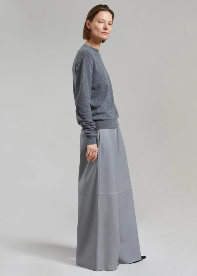 The Frankie Shop Sydney Wide Leather Pants 8211 Grey Shop Clothing