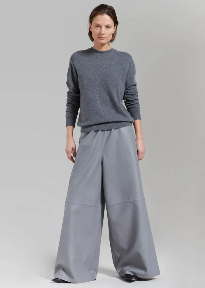 The Frankie Shop Sydney Wide Leather Pants 8211 Grey Shop Clothing
